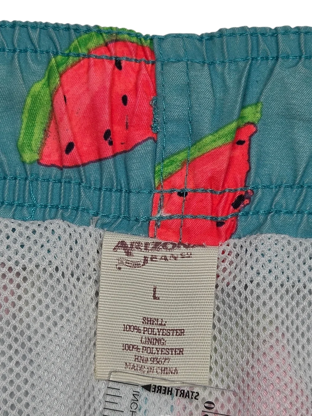 Arizona Jean Company Teal Swim Trunks with Pink Watermelon Print
